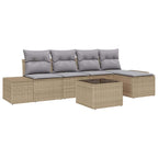 Garten-Sofa-Set mit Kissen 5 pcs Beige und Hellgrau Poly-Rattan