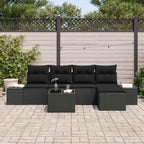 Garten-Sofa-Set mit Kissen 5 pcs Schwarz Poly-Rattan