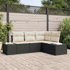 Gartensofa-set mit Speicher 4 pcs Schwarz und Creme Poly-Rattan