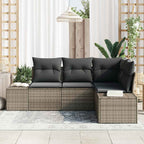 Gartensofa-set mit Speicher 4 pcs Grau Poly-Rattan