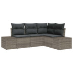 Gartensofa-set mit Speicher 4 pcs Grau Poly-Rattan