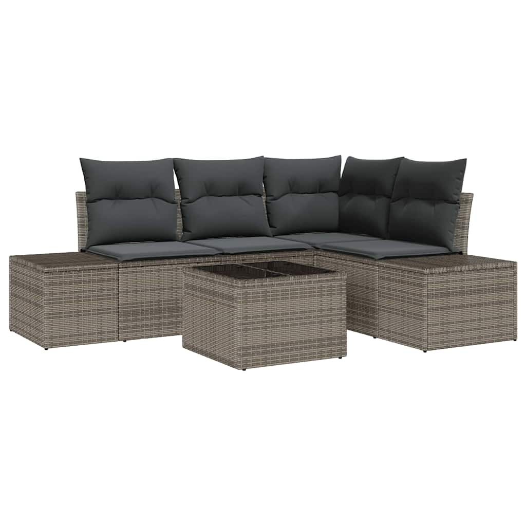 Gartensofa-set mit Speicher Hellgrau Poly-Rattan