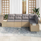 Gartensofa-set 5 pcs Beige und Hellgrau Poly-Rattan