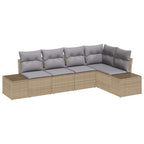 Gartensofa-set 5 pcs Beige und Hellgrau Poly-Rattan