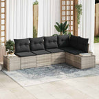 Gartensofa-set mit Speicher 5 pcs Hellgrau Poly-Rattan
