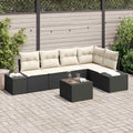 Gartensofa-set mit Speicher Braun und Creme Poly-Rattan