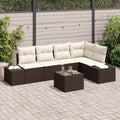 Gartensofa-set mit Speicher Braun und Creme Poly-Rattan