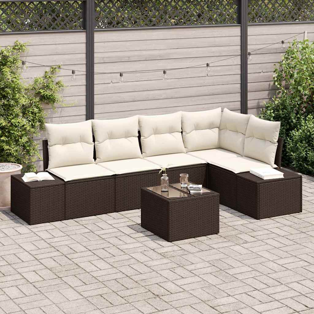 Gartensofa-set mit Speicher Braun und Creme Poly-Rattan