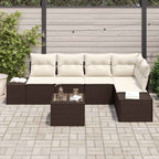 Gartensofa-set mit Speicher Braun und Creme Poly-Rattan