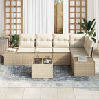 Gartensofa-set mit Speicher Beige und Creme Poly-Rattan