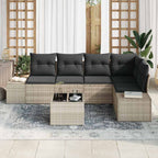 Gartensofa-set mit Speicher Hellgrau Poly-Rattan