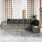 Gartensofa-set mit Speicher 6 pcs Grau Poly-Rattan