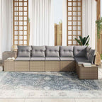 Gartensofa-set 6 pcs Beige und Hellgrau Poly-Rattan