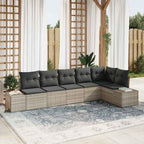 Gartensofa-set mit Speicher 6 pcs Hellgrau Poly-Rattan