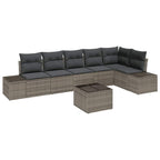 Gartensofa-set mit Speicher Hellgrau Poly-Rattan