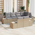 Gartensofa-set 7 pcs Beige und Hellgrau Poly-Rattan