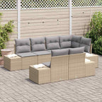Gartensofa-set 7 pcs Beige und Hellgrau Poly-Rattan