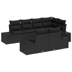 Gartensofa-set mit Speicher 7 pcs Schwarz Poly-Rattan