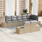 Gartensofa-set 8 pcs Beige und Hellgrau Poly Rattan