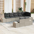 Gartensofa-set mit Speicher 8 pcs Hellgrau Poly Rattan