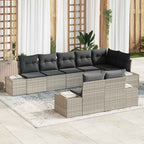 Gartensofa-set mit Speicher 8 pcs Hellgrau Poly Rattan