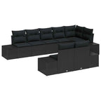 Gartensofa-set mit Speicher 8 pcs Schwarz Poly Rattan