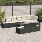 Gartensofa-set mit Speicher Schwarz und Creme Poly Rattan