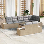 Gartensofa-set mit Speicher Beige und Hellgrau Poly Rattan