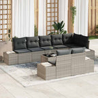 Gartensofa-set mit Speicher Hellgrau Poly Rattan