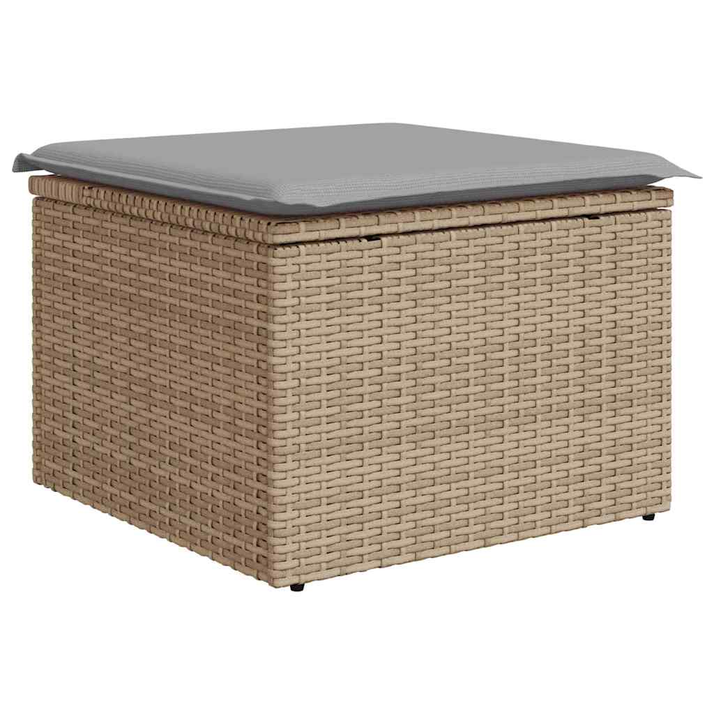 Garten-Sofa-Set mit Kissen 6 pcs Beige und Hellgrau Poly-Rattan