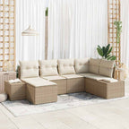 Garten-Sofa-Set mit Kissen 6 pcs Beige und Creme Poly-Rattan