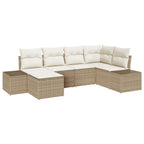 Garten-Sofa-Set mit Kissen 6 pcs Beige und Creme Poly-Rattan