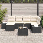 Garten-Sofa-Set mit Kissen 6 pcs Schwarz und Creme Poly-Rattan