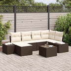 Garten-Sofa-Set mit Kissen 6 pcs Braun und Creme Poly-Rattan
