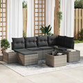 Garten-Sofa-Set mit Kissen mit Speicher 6 pcs Grau Poly-Rattan