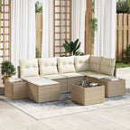 Garten-Sofa-Set mit Kissen 6 pcs Beige und Creme Poly-Rattan
