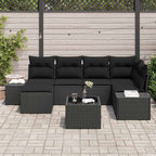 Garten-Sofa-Set mit Kissen 6 pcs Schwarz Poly-Rattan