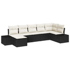 Garten-Sofa-Set mit Kissen 7 pcs Schwarz Poly-Rattan