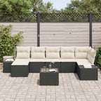 Garten-Sofa-Set mit Kissen 7 pcs Schwarz Poly-Rattan