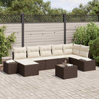 Garten-Sofa-Set mit Kissen mit Speicher 7 pcs Braun Poly-Rattan