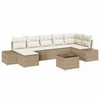 Garten-Sofa-Set mit Kissen mit Speicher 7 pcs Beige Poly-Rattan