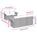Gartensofa-set 6 pcs Grau und Marineblau Poly-Rattan
