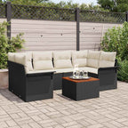 Gartensofa-set mit Speicher 7 pcs Schwarz und Creme Poly-Rattan