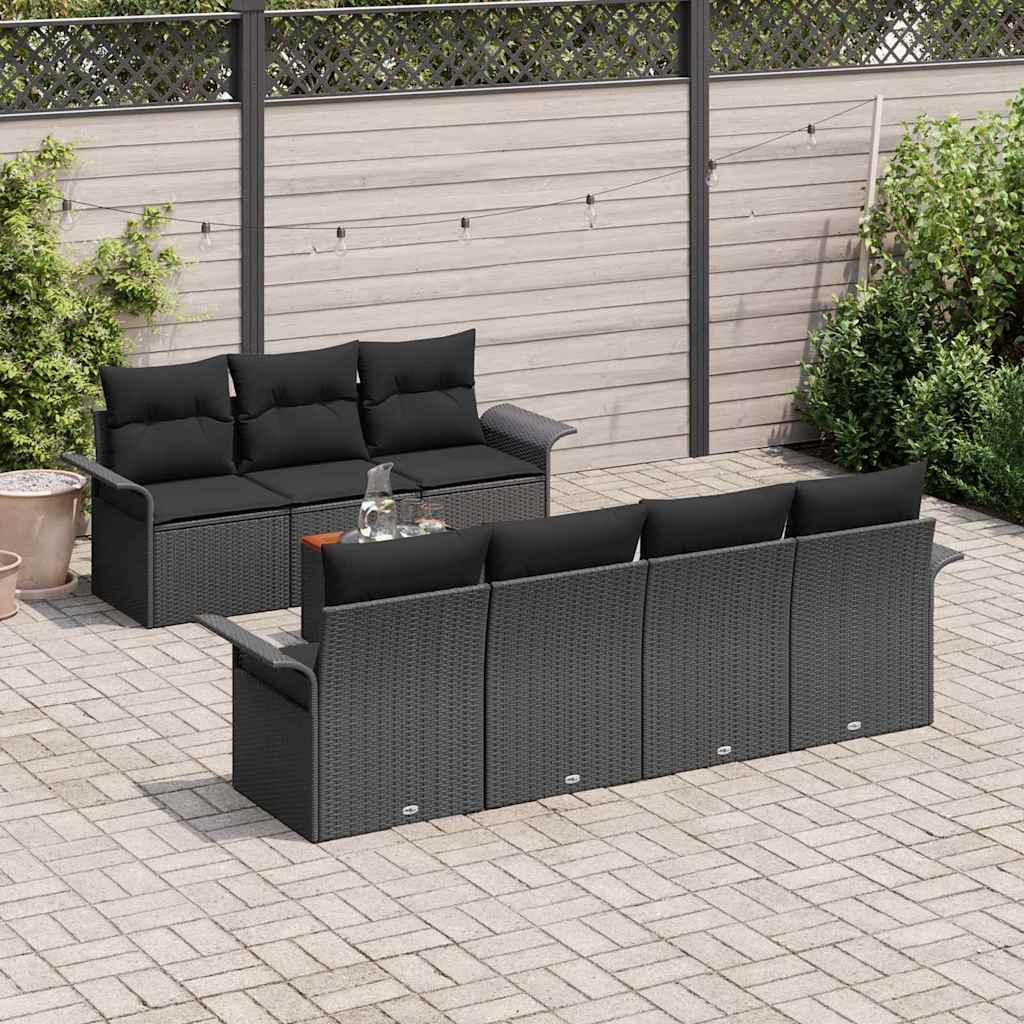 Gartensofa-set mit Speicher 8 pcs Schwarz Poly-Rattan