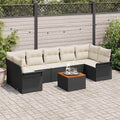 Gartensofa-set mit Speicher 8 pcs Schwarz und Creme Poly-Rattan