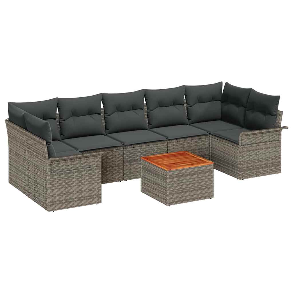 Gartensofa-set mit Speicher 8 pcs Grau Poly-Rattan