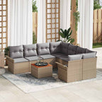 Gartensofa-set 9 pcs Beige und Hellgrau Poly-Rattan