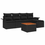 Gartensofa-set mit Speicher 6 pcs Schwarz Poly-Rattan