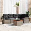 Gartensofa-set mit Speicher 6 pcs Grau Poly-Rattan