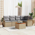 Gartensofa-set 6 pcs Beige und Hellgrau Poly-Rattan